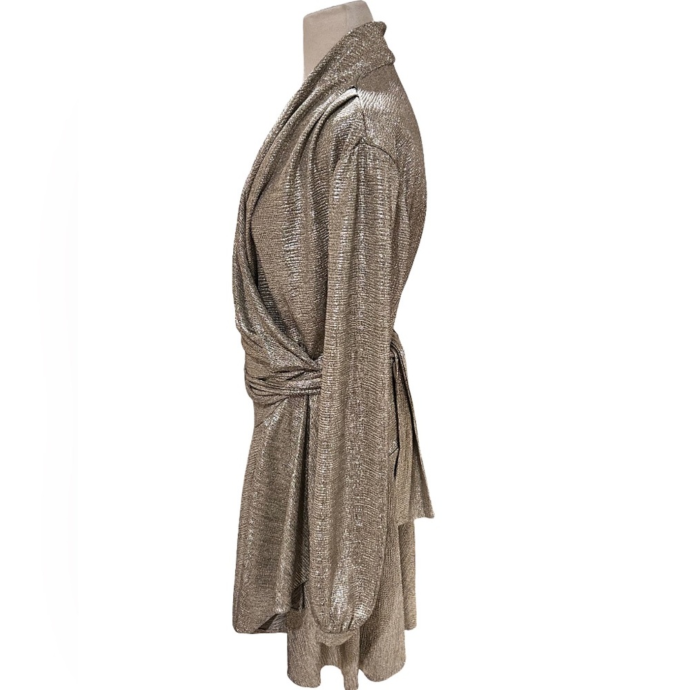 PatBO Cara Lame Mini Wrap Dress Platino Gold - Picture 5 of 11
